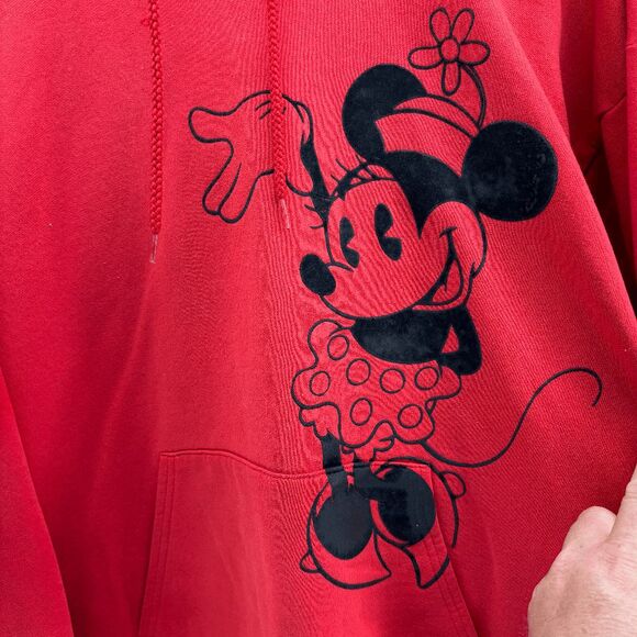 VTG Walt Disney World Women's Velvet Minnie Mouse Hoodie Sweatshirt Red • Large - Picture 1 of 6